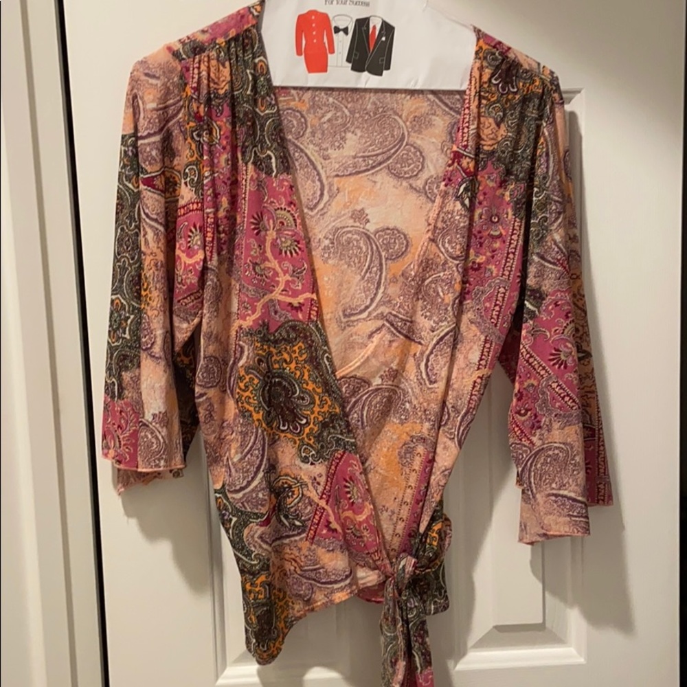 KAREN KANE paisley bell sleeve top